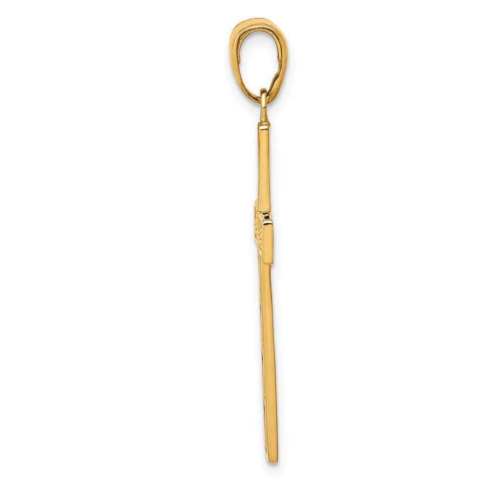 10K / 14K Yellow Gold Rope Cross Pendant - Product Photo