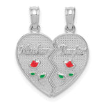 14k White Enameled MOTHER - DAUGHTER Break-apart Pendant - Product Photo