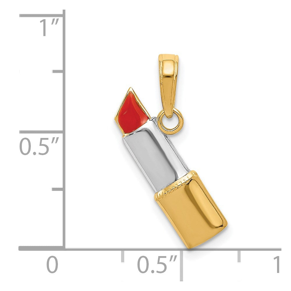 14K and Rhodium Enameled Lipstick Charm - Product Photo