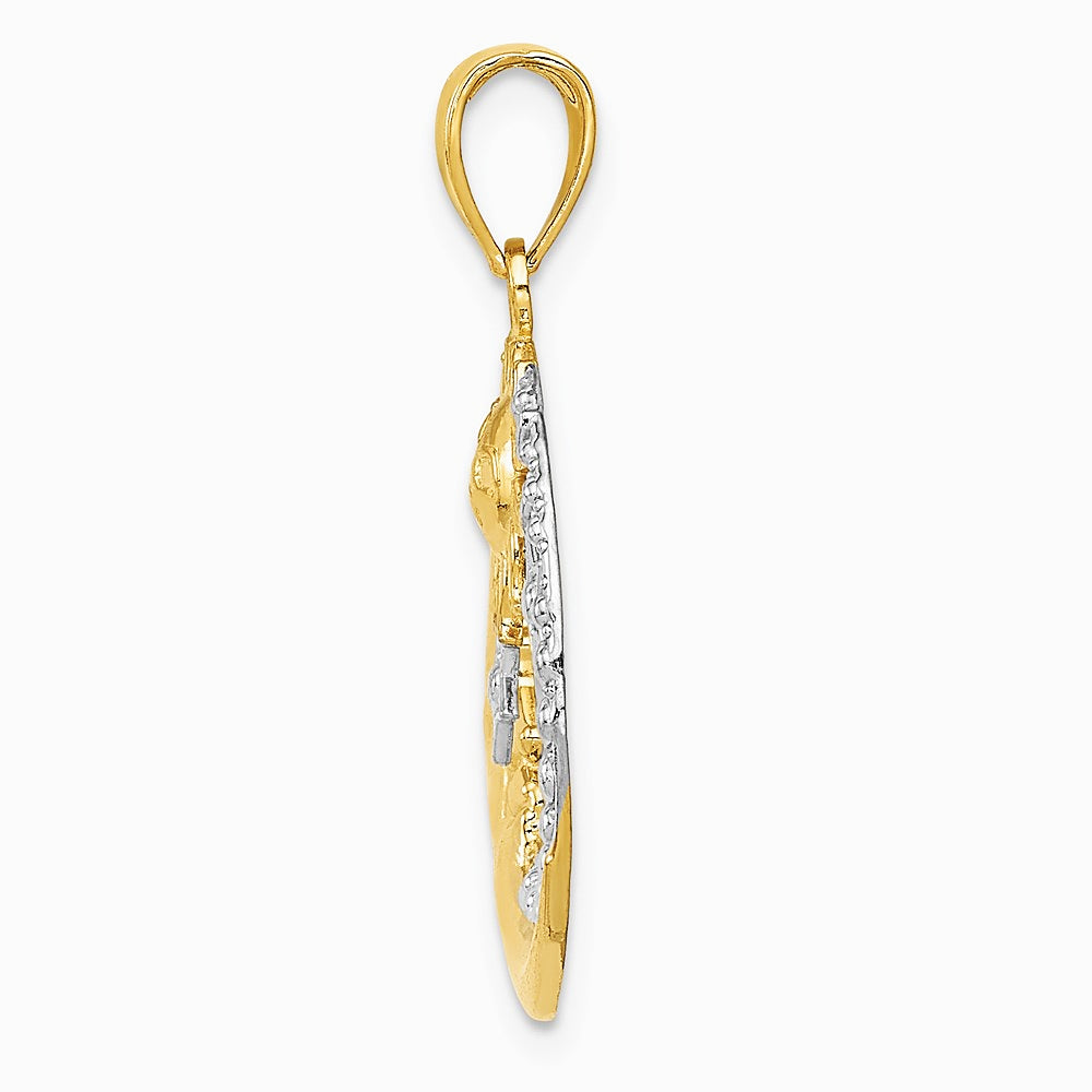 10K / 14K Yellow with RH and RH Diamond-Cut Moon, Stars, and Sun Pendant - Product Photo