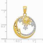 10K / 14K Yellow with RH and RH Diamond-Cut Moon, Stars, and Sun Pendant - Product Photo