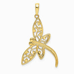 14K Yellow & Rhodium and White Rhodium Diamond-cut Filigree Dragonfly Pendant - Product Photo