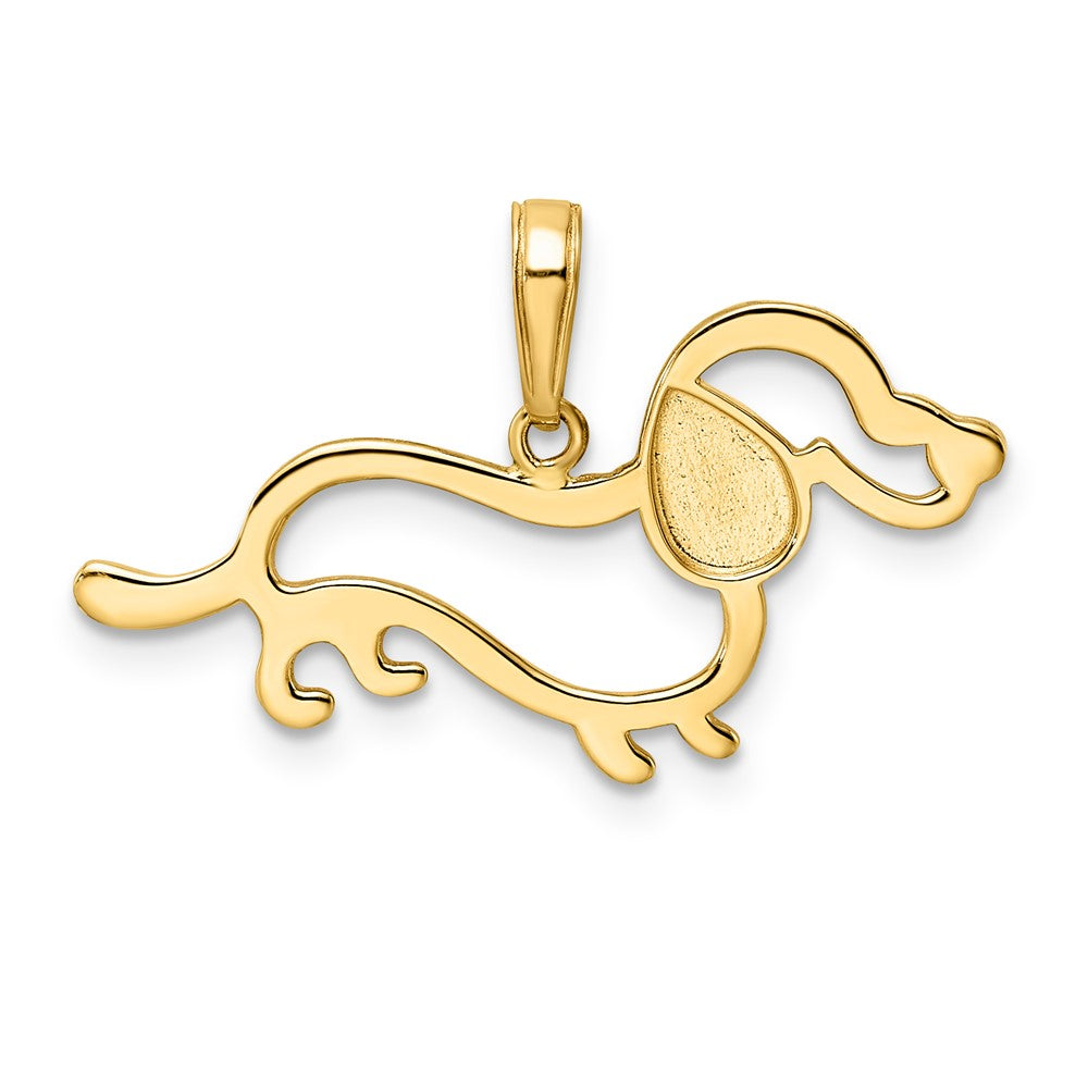 14k and White Rhodium Diamond-cut Dachshund Pendant - Product Photo