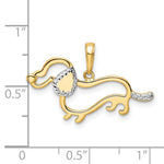 14k and White Rhodium Diamond-cut Dachshund Pendant - Product Photo