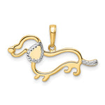 14k and White Rhodium Diamond-cut Dachshund Pendant - Product Photo