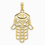 14K Yellow & Rhodium & White Rhodium Diamond-Cut Evil Eye Hamsa Pendant - Product Photo