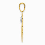 14K Yellow & Rhodium & White Rhodium Diamond-Cut Filigree Evil Eye Hamsa Pendant - Product Photo