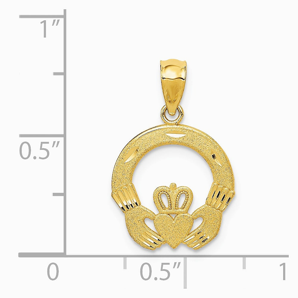 10K / 14K Yellow Gold Claddagh Charm - Product Photo