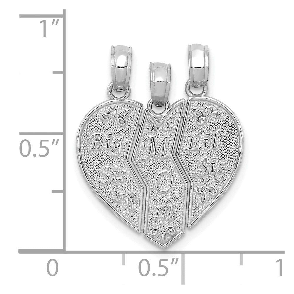 14k White Gold Break-apart BIG SIS-MOM-LIL SIS Charm - Product Photo