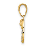 14K Yellow & RH and White RH Diamond-cut Mother and Baby Teardrop Pendant - Product Photo
