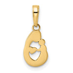 14K Yellow & RH and White RH Diamond-cut Mother and Baby Teardrop Pendant - Product Photo