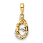 14K Yellow & RH and White RH Diamond-cut Mother and Baby Teardrop Pendant - Product Photo