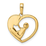 14K Yellow & Rhodium and White Rhodium Diamond-cut Mother and Baby Heart Pendant - Product Photo