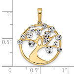 14K Yellow & Rhodium with White Rhodium Diamond-cut Tree of Life Pendant - Product Photo