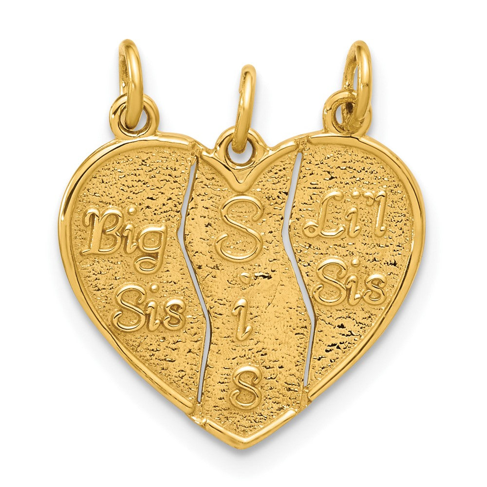 14k 3-piece Break-apart BIG SIS-SIS-LIL SIS Charm - Product Photo