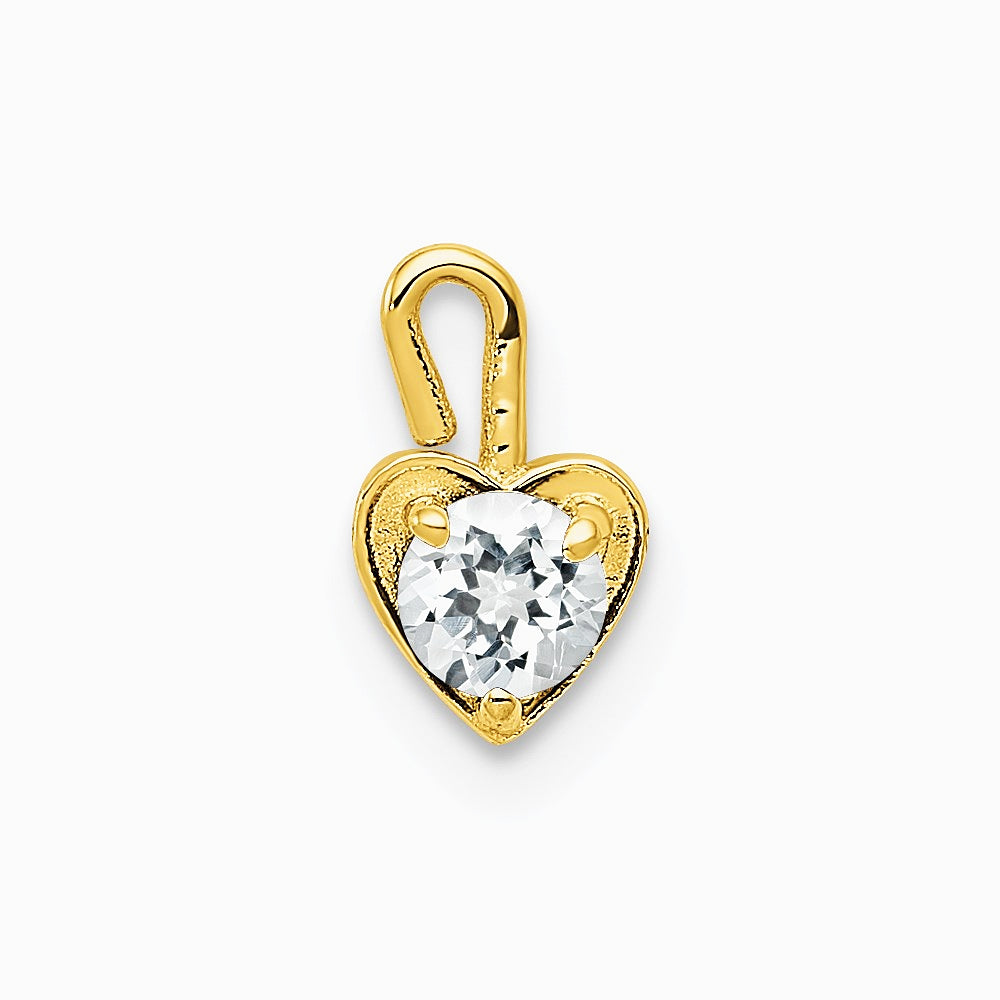 10K / 14K Yellow Gold 10ky April Synthetic Birthstone Heart Charm - Product Photo