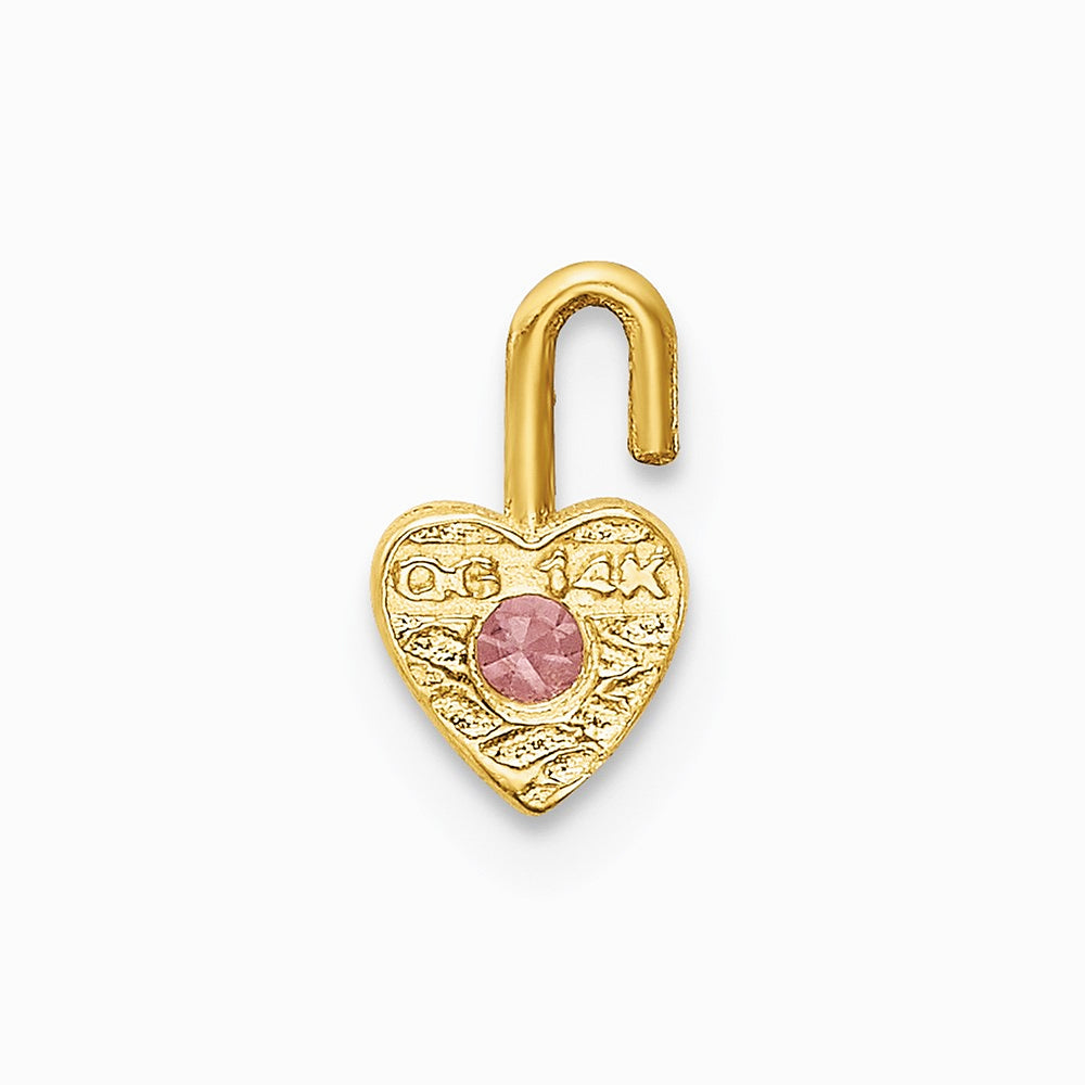 10K / 14K Yellow Gold 10ky October Synthetic Birthstone Heart Charm - Product Photo
