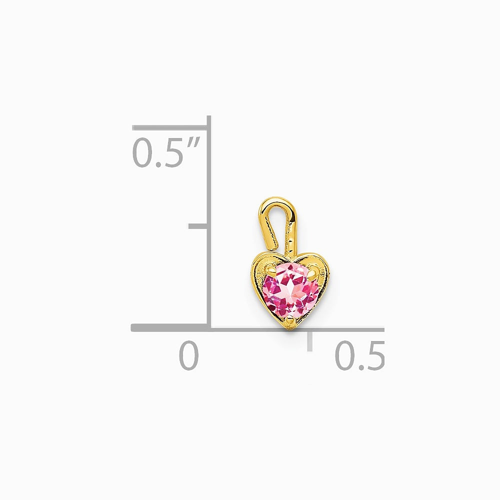 10K / 14K Yellow Gold 10ky October Synthetic Birthstone Heart Charm - Product Photo