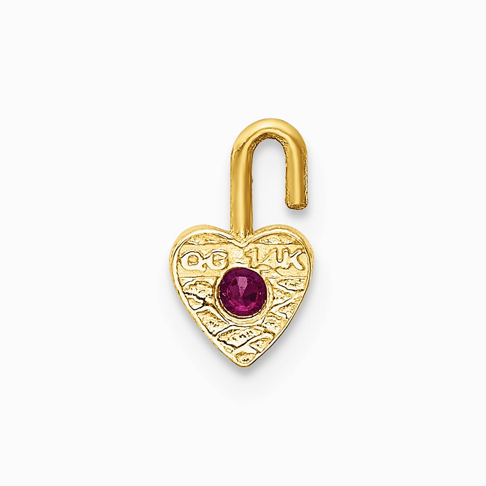 10K / 14K Yellow Gold 10ky July Synthetic Birthstone Heart Charm - Product Photo