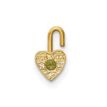 10K / 14K Yellow Gold 10ky August Synthetic Birthstone Heart Charm - Product Photo