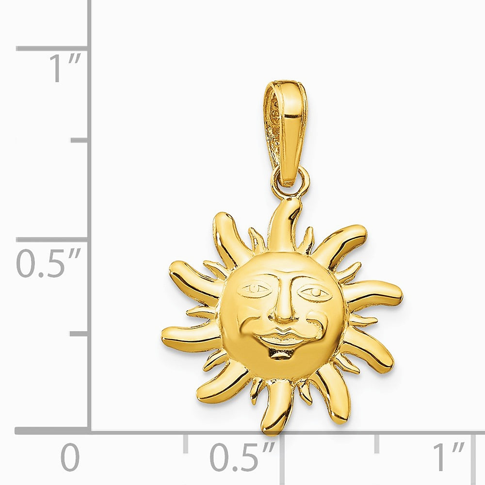 10K / 14K Yellow Gold Diamond-Cut Small Sun Charm - Product Photo