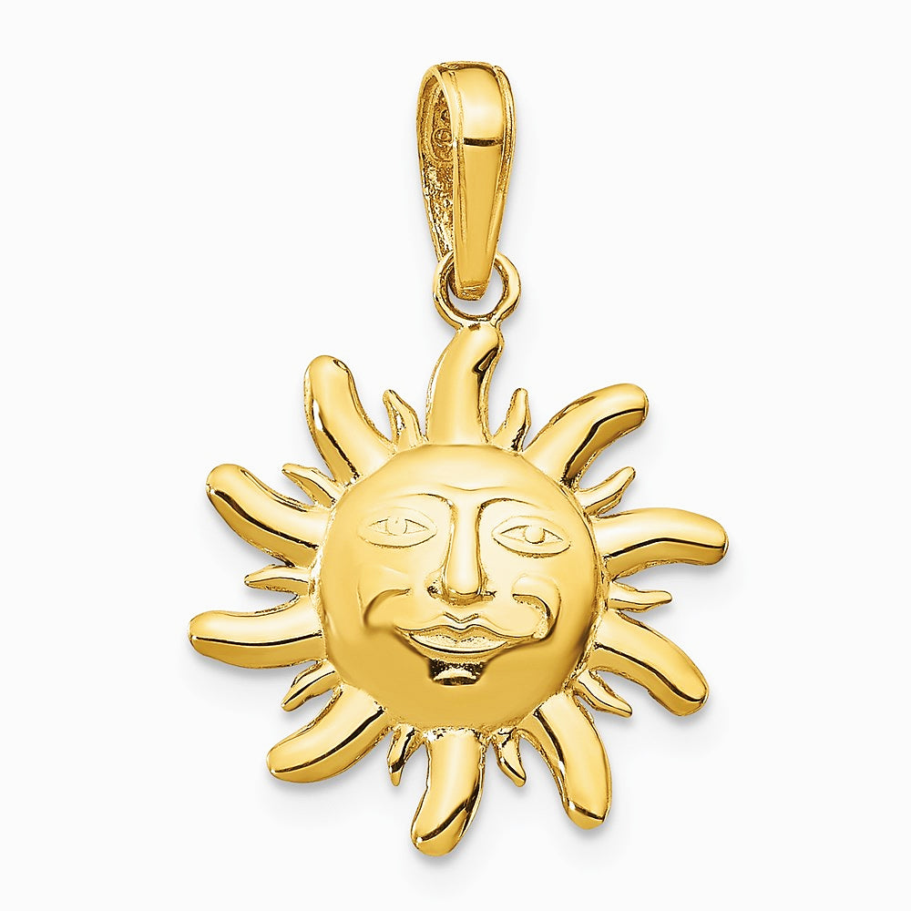 10K / 14K Yellow Gold Diamond-Cut Small Sun Charm - Product Photo