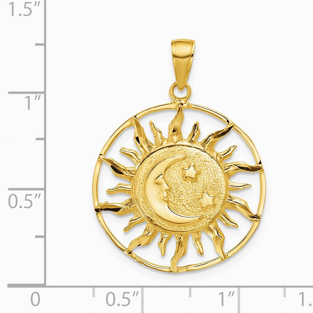 10K / 14K Yellow Gold Polished Sun with Moon & Star Charm - Product Photo