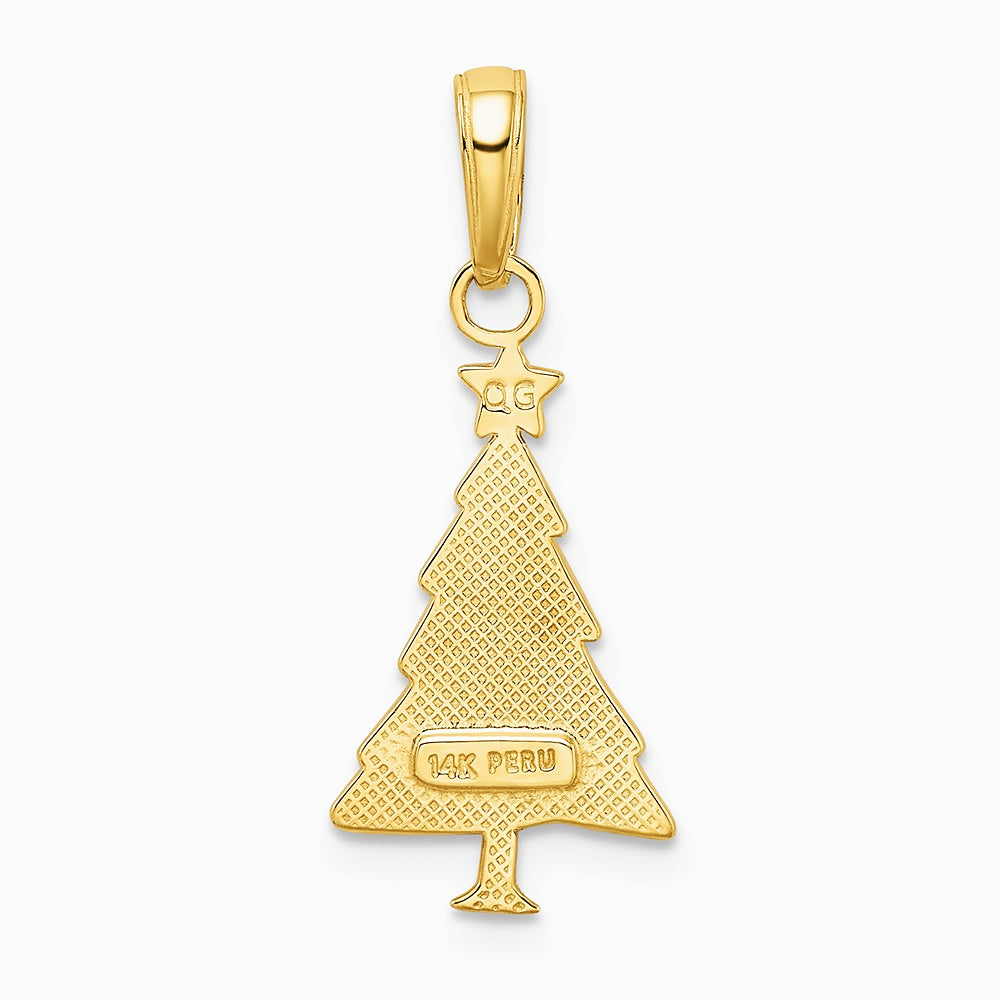10K / 14K Yellow Gold Polished Christmas Tree Pendant - Product Photo