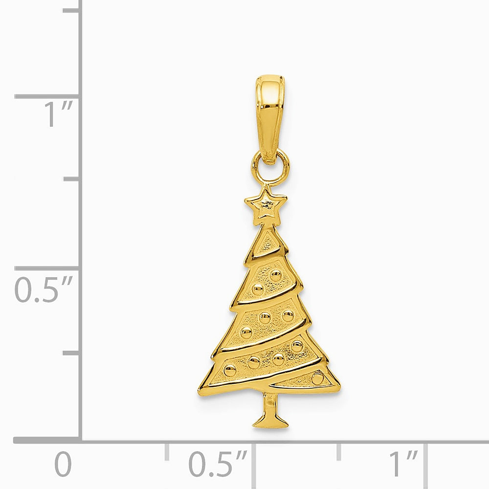 10K / 14K Yellow Gold Polished Christmas Tree Pendant - Product Photo