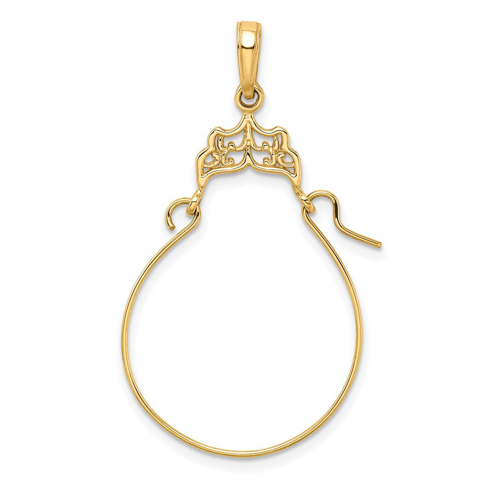 10K / 14K Yellow Gold Filigree Charm Holder - Product Photo