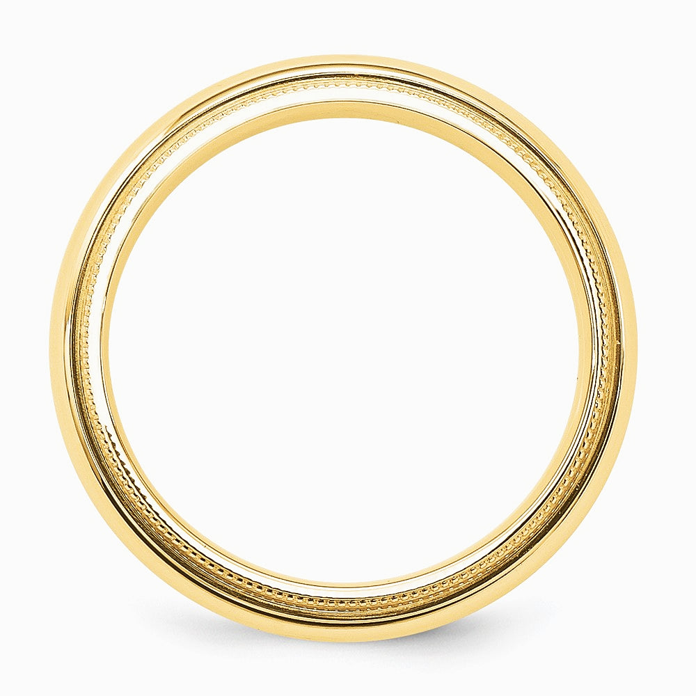 14K Yellow Gold 14KY 6mm Milgrain Comfort Fit Band Size 10 - Product Photo