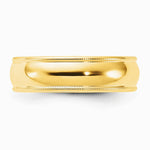 14K Yellow Gold 14KY 6mm Milgrain Comfort Fit Band Size 10 - Product Photo