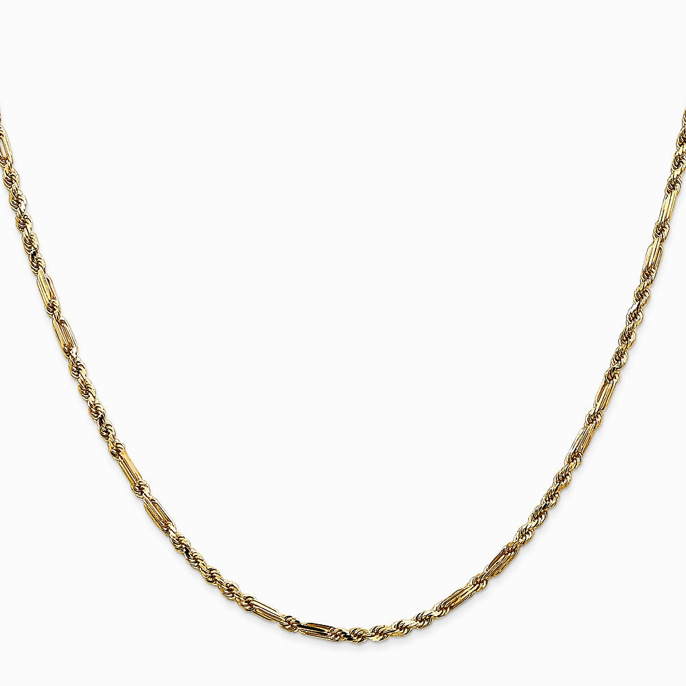 14K Yellow Gold 2.25 mm Diamond-Cut Milano Rope Chain Necklace 16"-24" - Product Photo