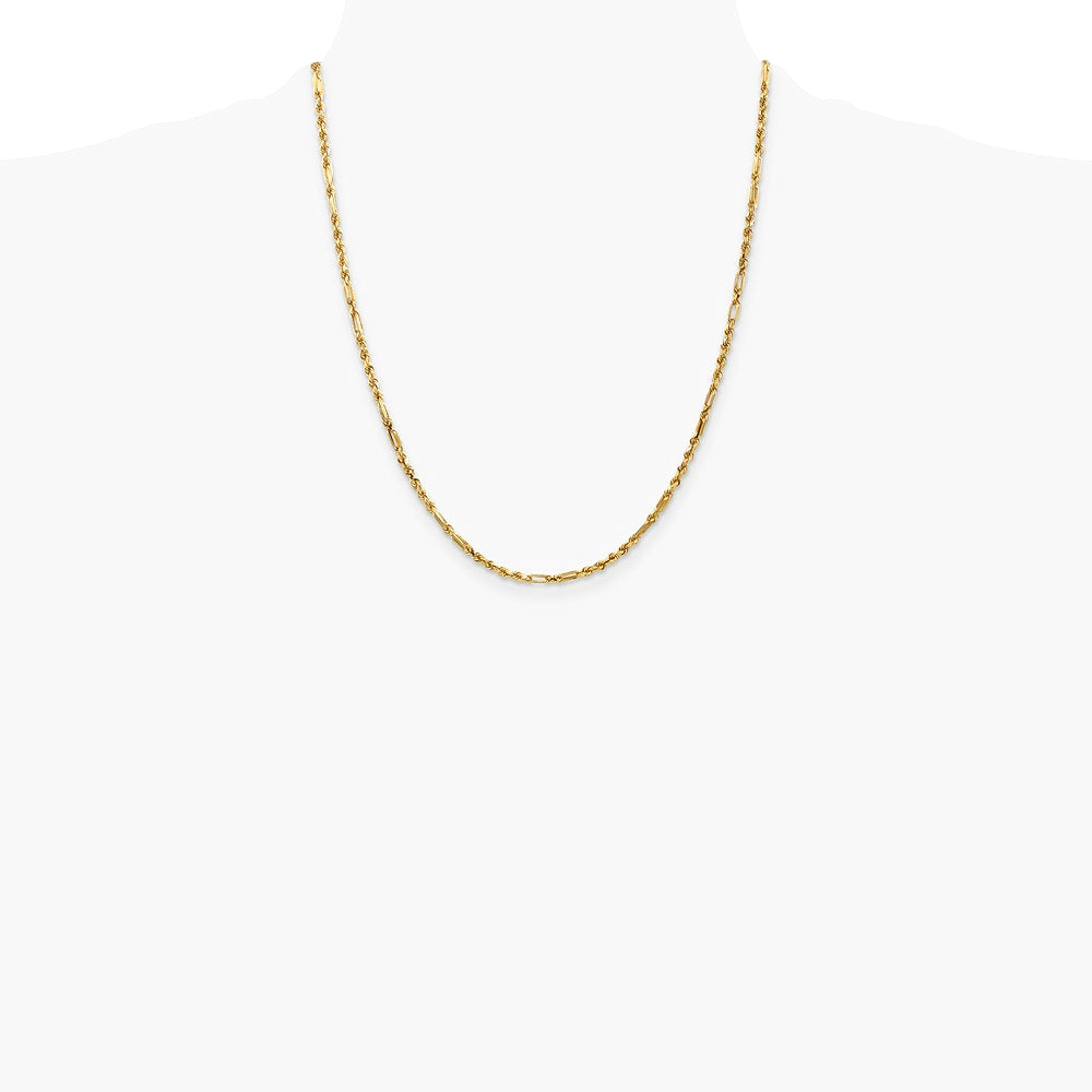14K Yellow Gold 2.5 mm Diamond-Cut Milano Rope Chain Necklace 16"-30" - Product Photo