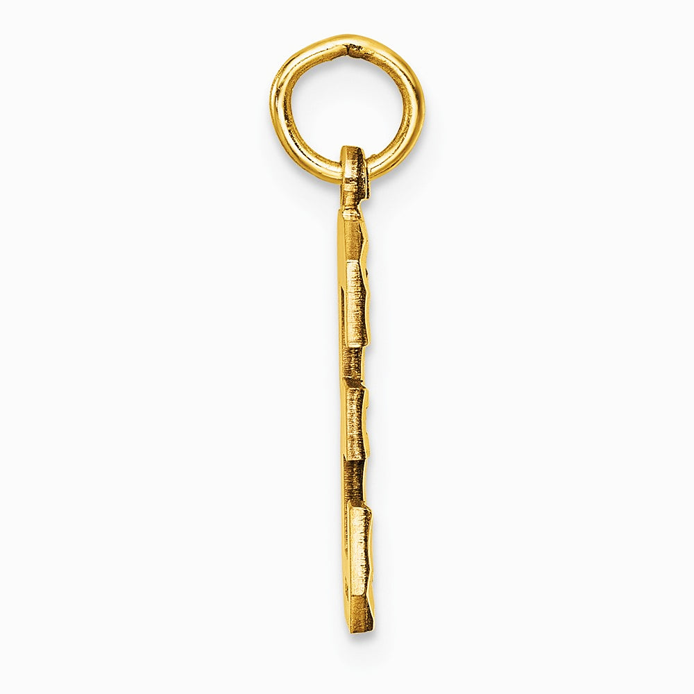 10K / 14K Yellow Gold 10ky Casted Medium Diamond-cut Number 3 Charm - Product Photo
