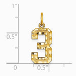 10K / 14K Yellow Gold 10ky Casted Medium Diamond-cut Number 3 Charm - Product Photo