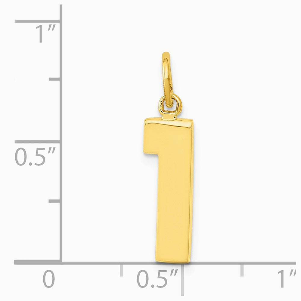 10K / 14K Yellow Gold Medium Polished Number 1 Charm - Product Photo