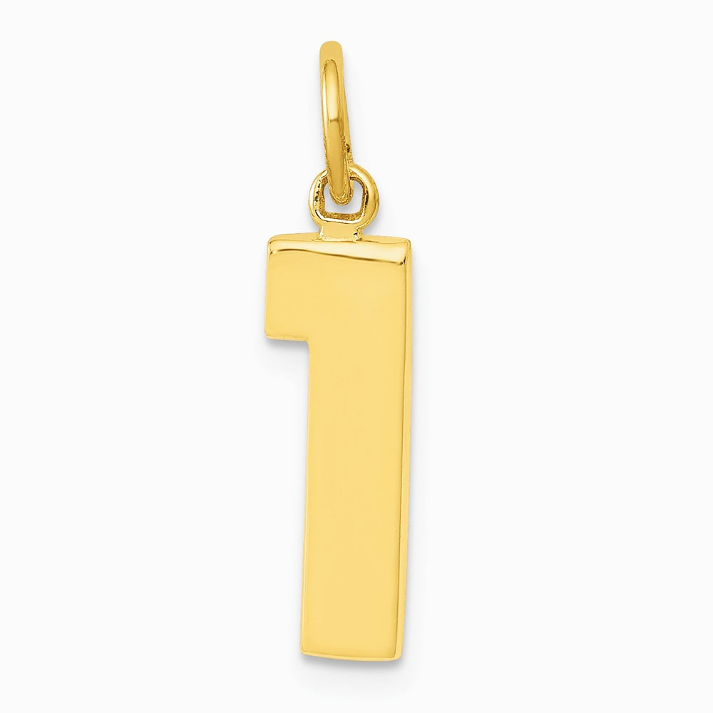10K / 14K Yellow Gold Medium Polished Number 1 Charm - Product Photo
