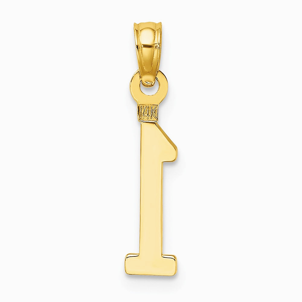 10K / 14K Yellow Gold Number 1 Block Charm - Product Photo