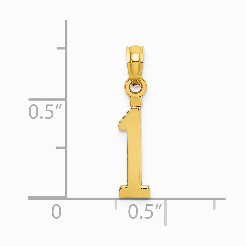 10K / 14K Yellow Gold Number 1 Block Charm - Product Photo