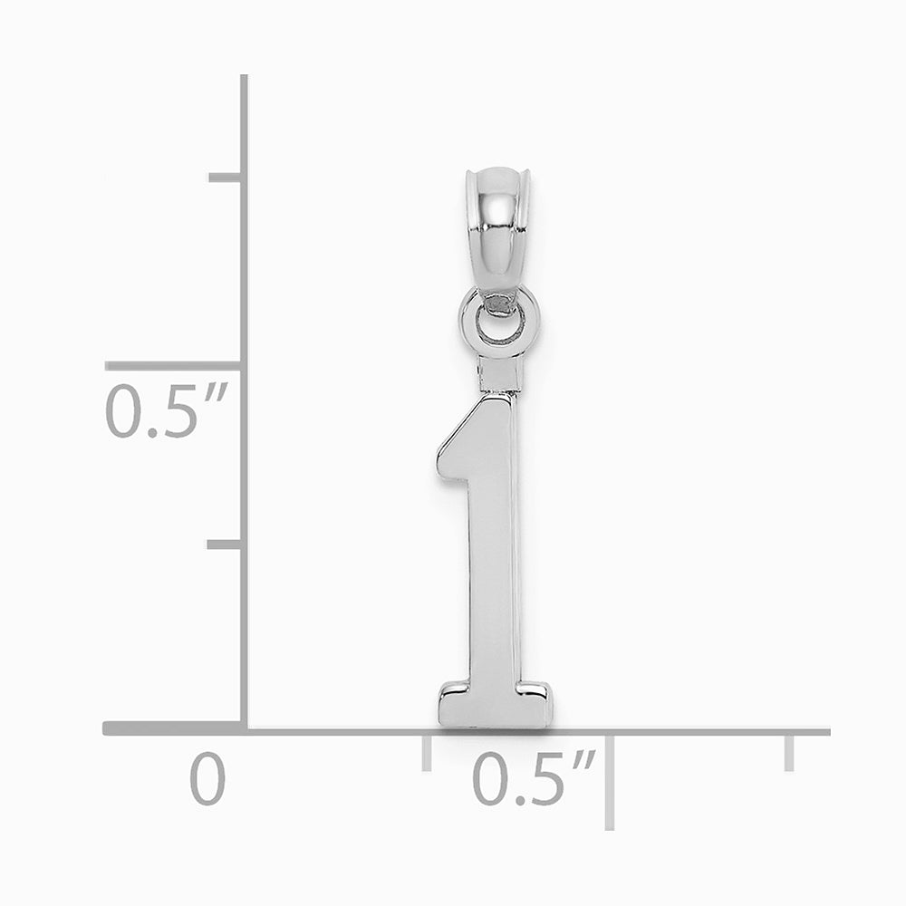 14K White Gold 14kw Polished Number 1 Pendant - Product Photo