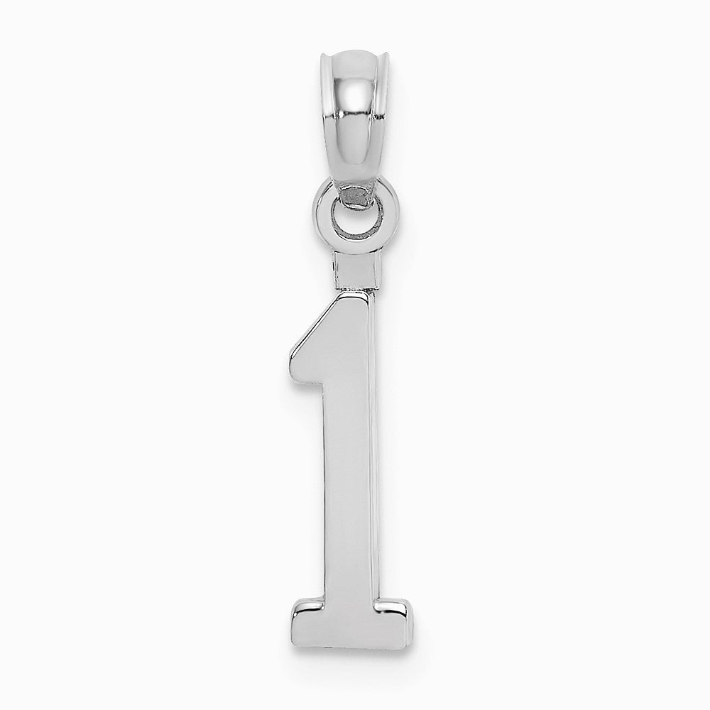 14K White Gold 14kw Polished Number 1 Pendant - Product Photo