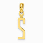 10K / 14K Yellow Gold Number 2 Block Charm - Product Photo