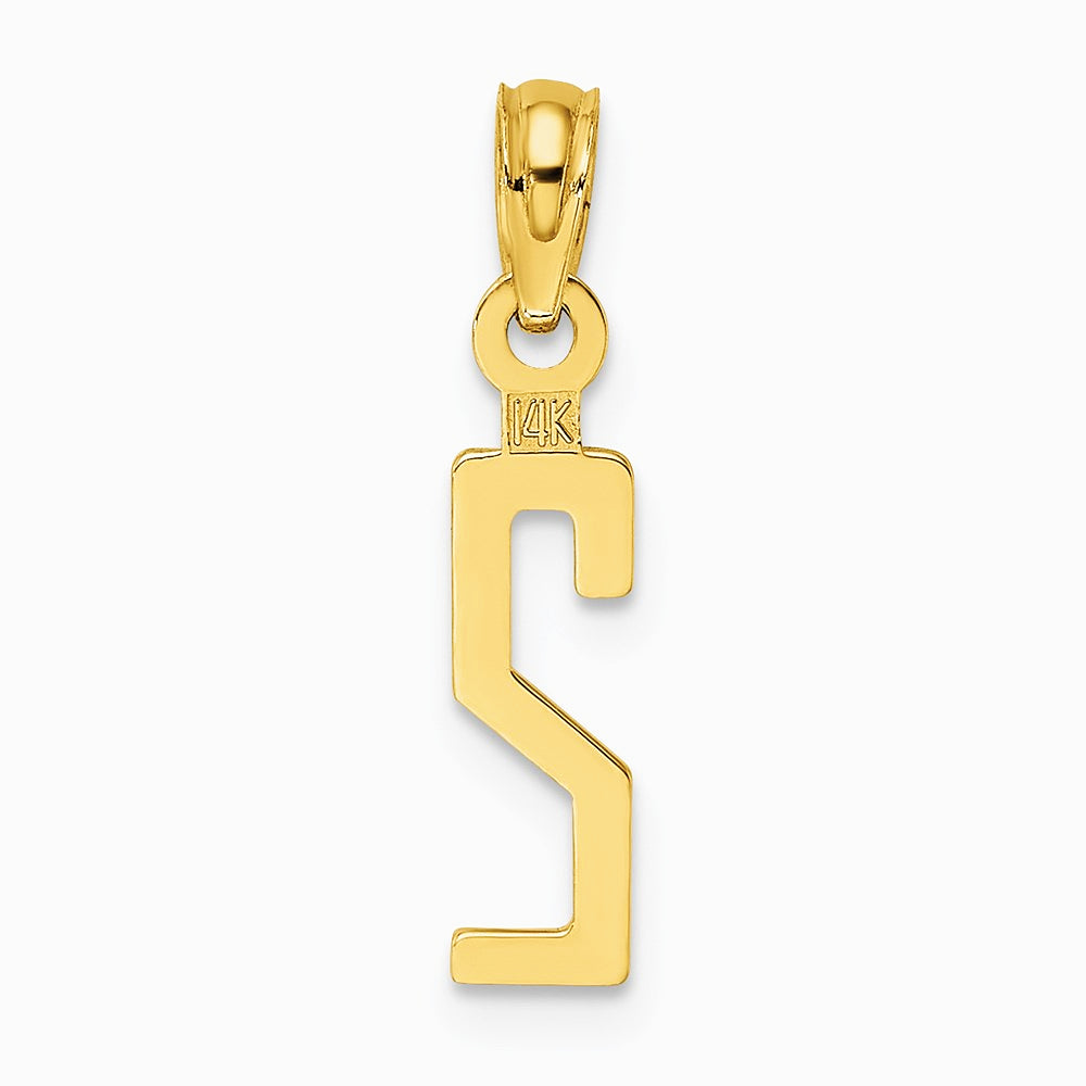 10K / 14K Yellow Gold Number 2 Block Charm - Product Photo