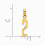 10K / 14K Yellow Gold Number 2 Block Charm - Product Photo