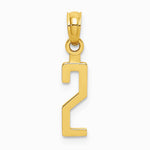 10K / 14K Yellow Gold Number 2 Block Charm - Product Photo