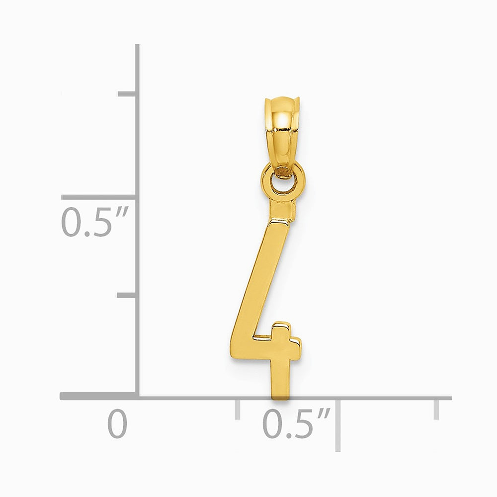 10K / 14K Yellow Gold Number 4 Block Charm - Product Photo
