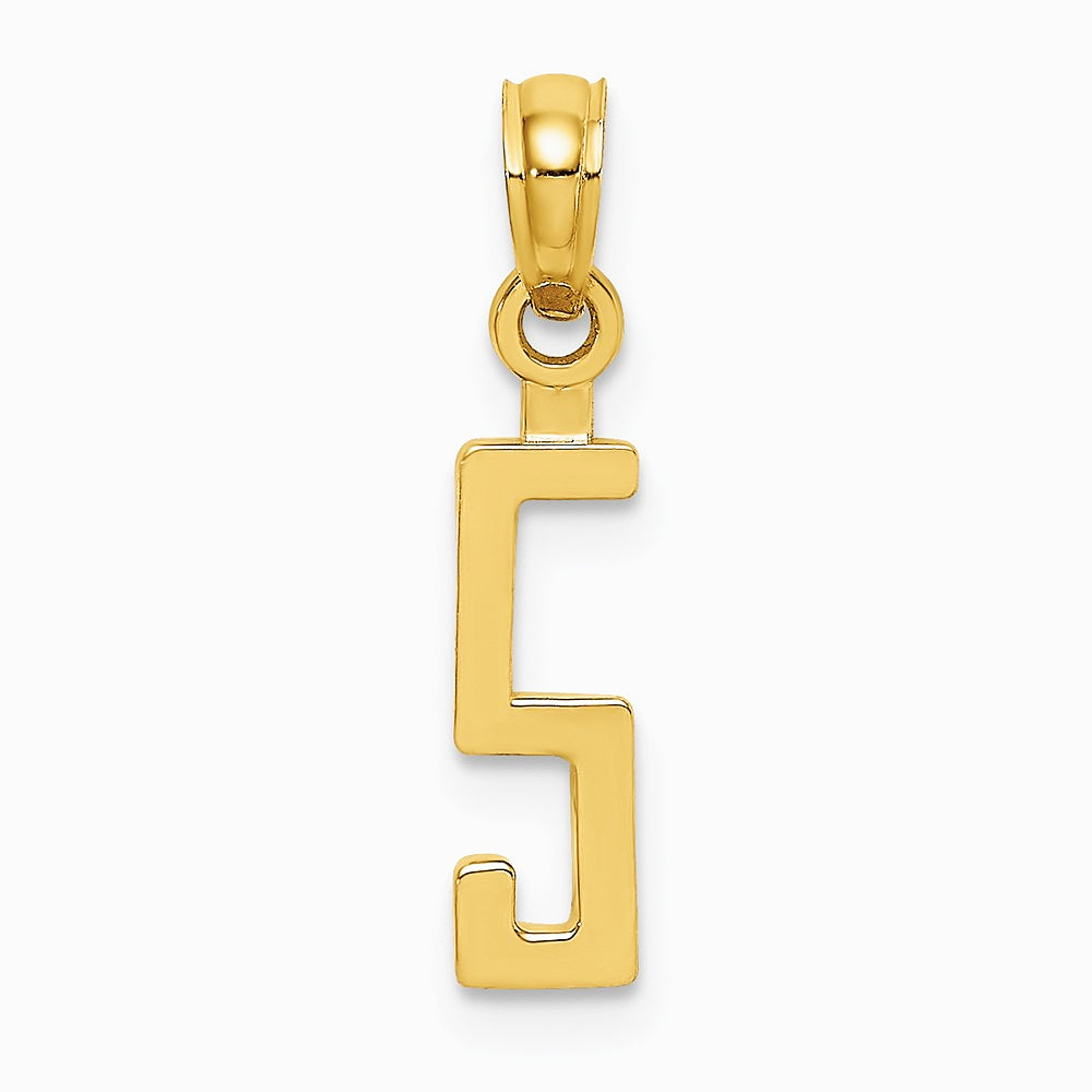 10K / 14K Yellow Gold Number 5 Block Charm - Product Photo
