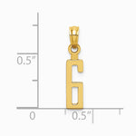 10K / 14K Yellow Gold Number 6 Block Charm - Product Photo