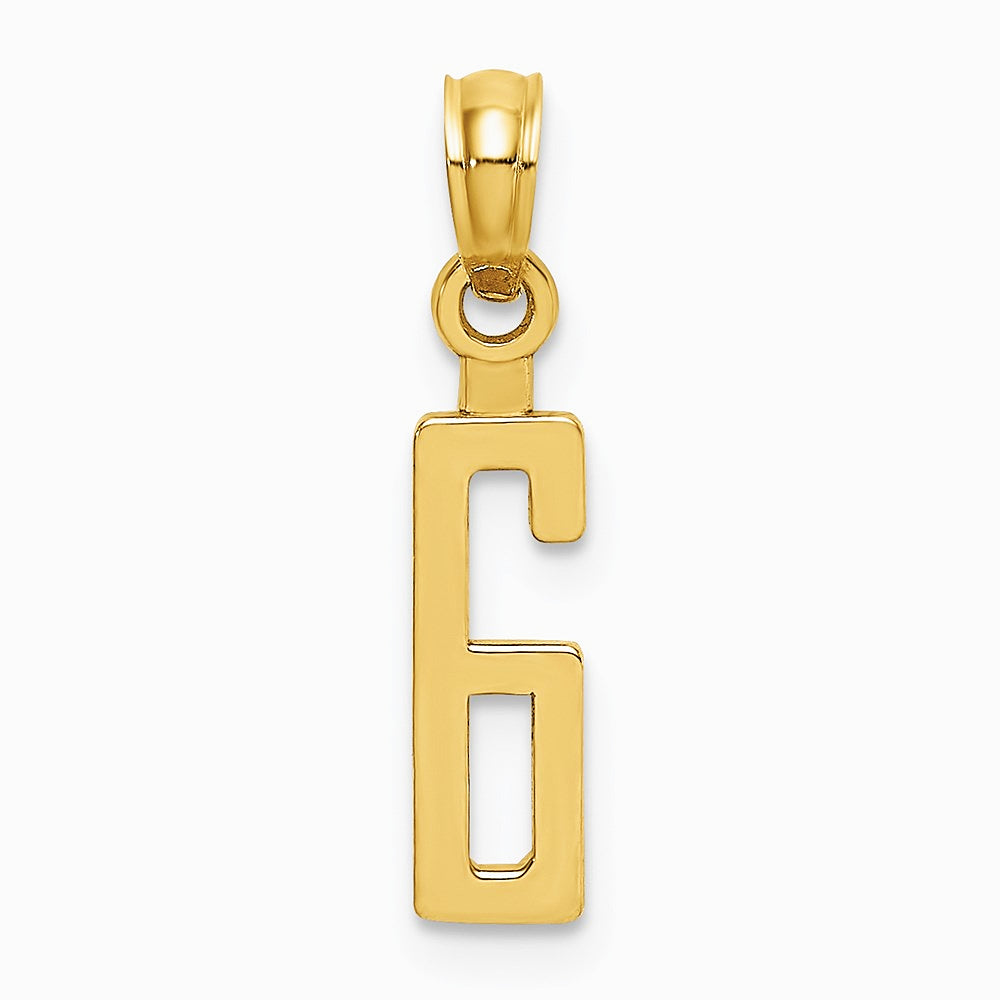10K / 14K Yellow Gold Number 6 Block Charm - Product Photo